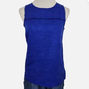 NWOT J. Crew Blue Linen Blend Sleeveless Top
